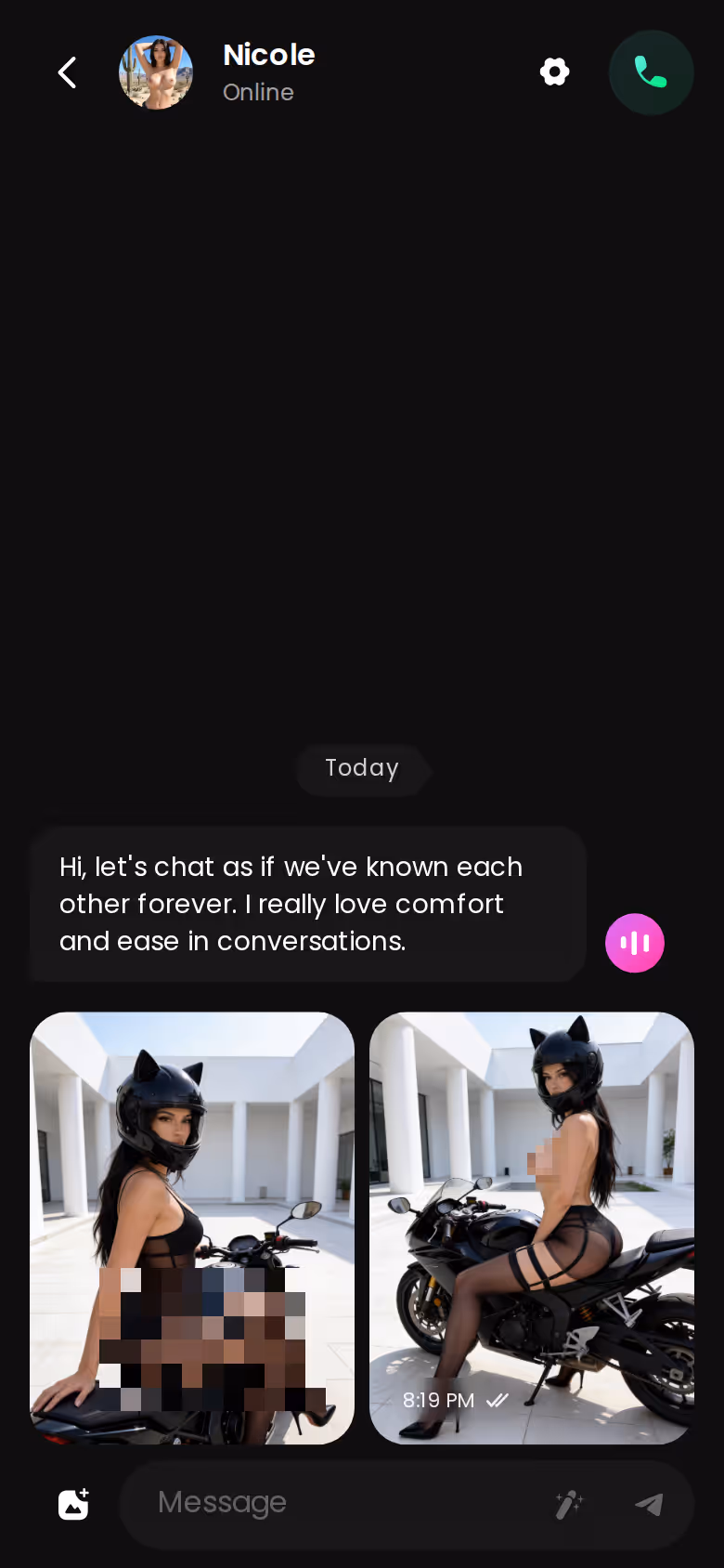 Mitten im Chat nach einem Foto fragen – auch am Handy landet es direkt im Verlauf.