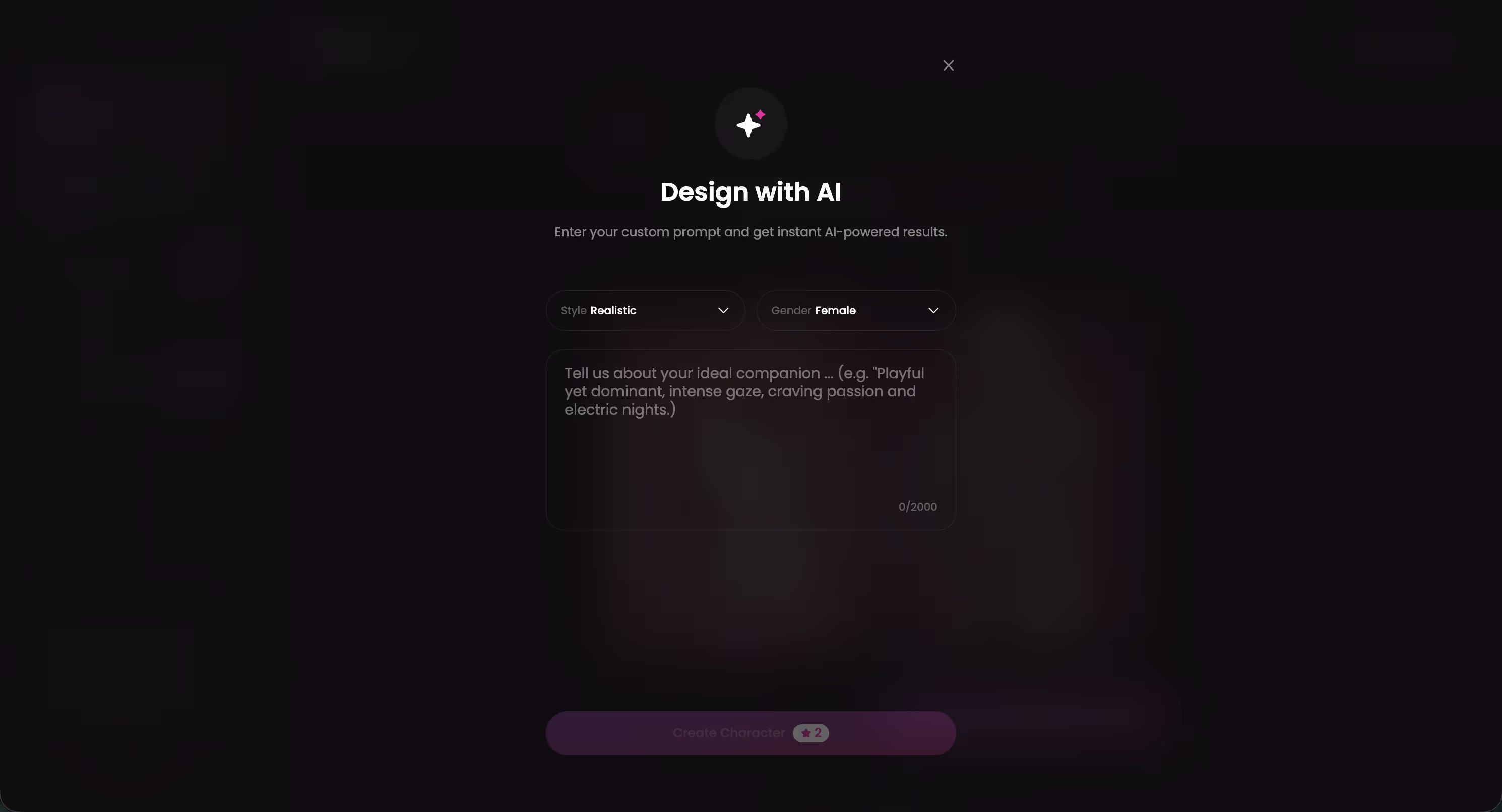 Design with AI: beschreib sie, die KI baut den Charakter.